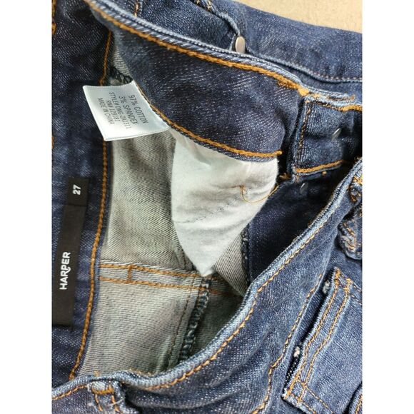 Harper Denim Shorts 27 Womens Button Fly High Rise Raw Hem Dark Wash Casual - Picture 4 of 4